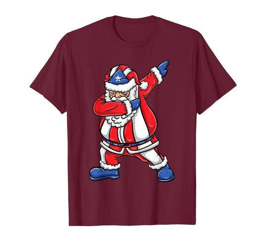 Dabbing Santa Puerto Rican Christmas T-Shirt