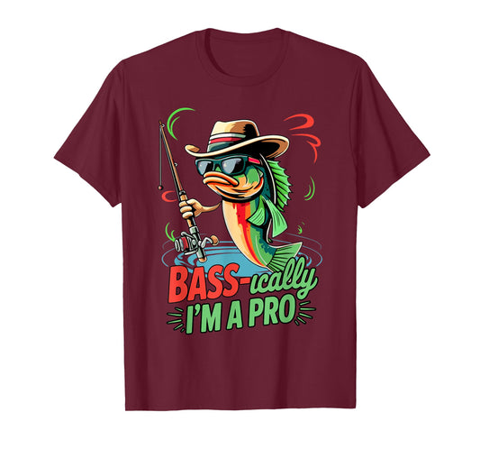 Funny Bass Fishing I’m A Pro Fisherman Humor T-Shirt