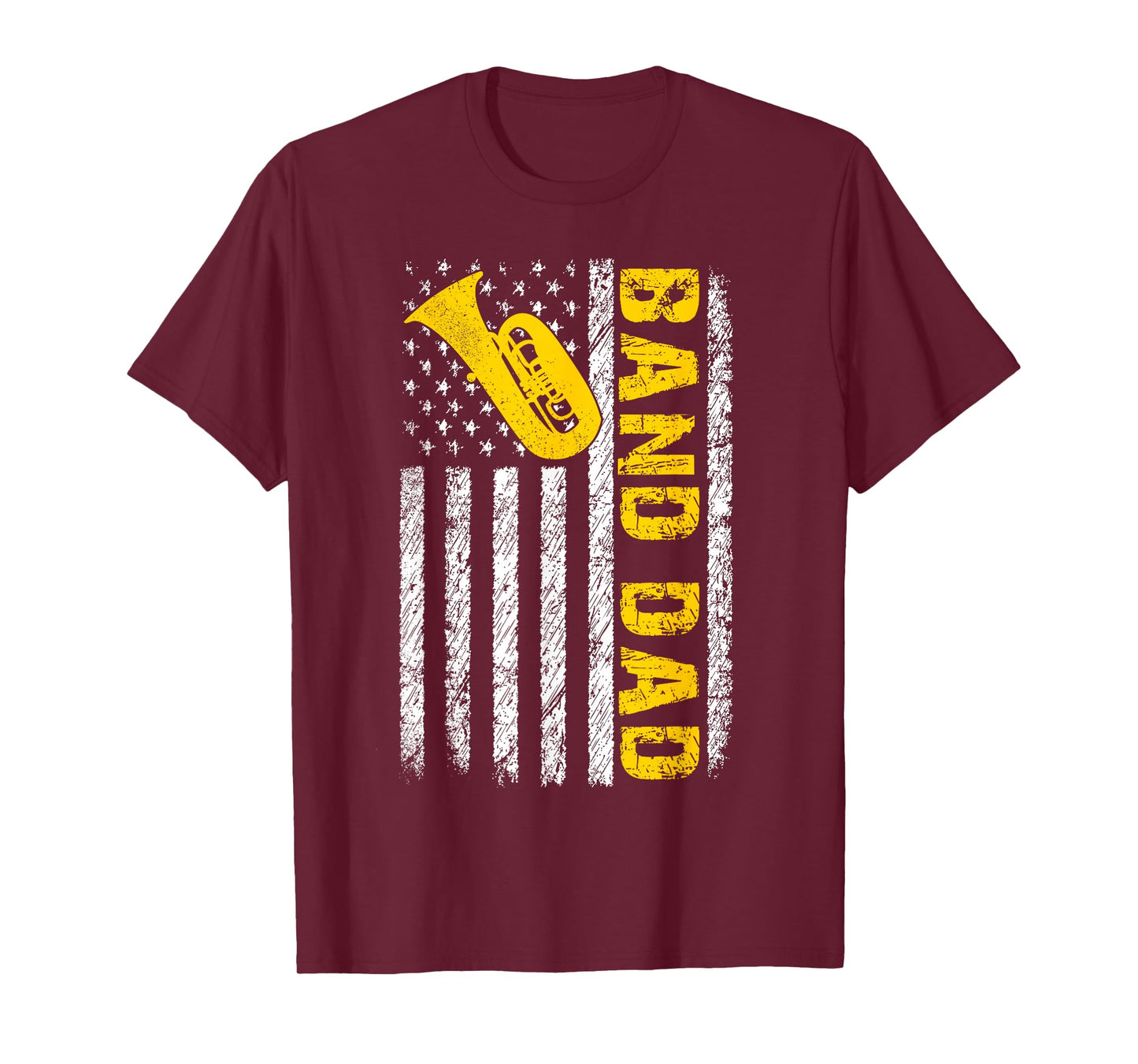 Band Dad Baritone Euphonium Distressed USA Flag Fathers Day T-Shirt