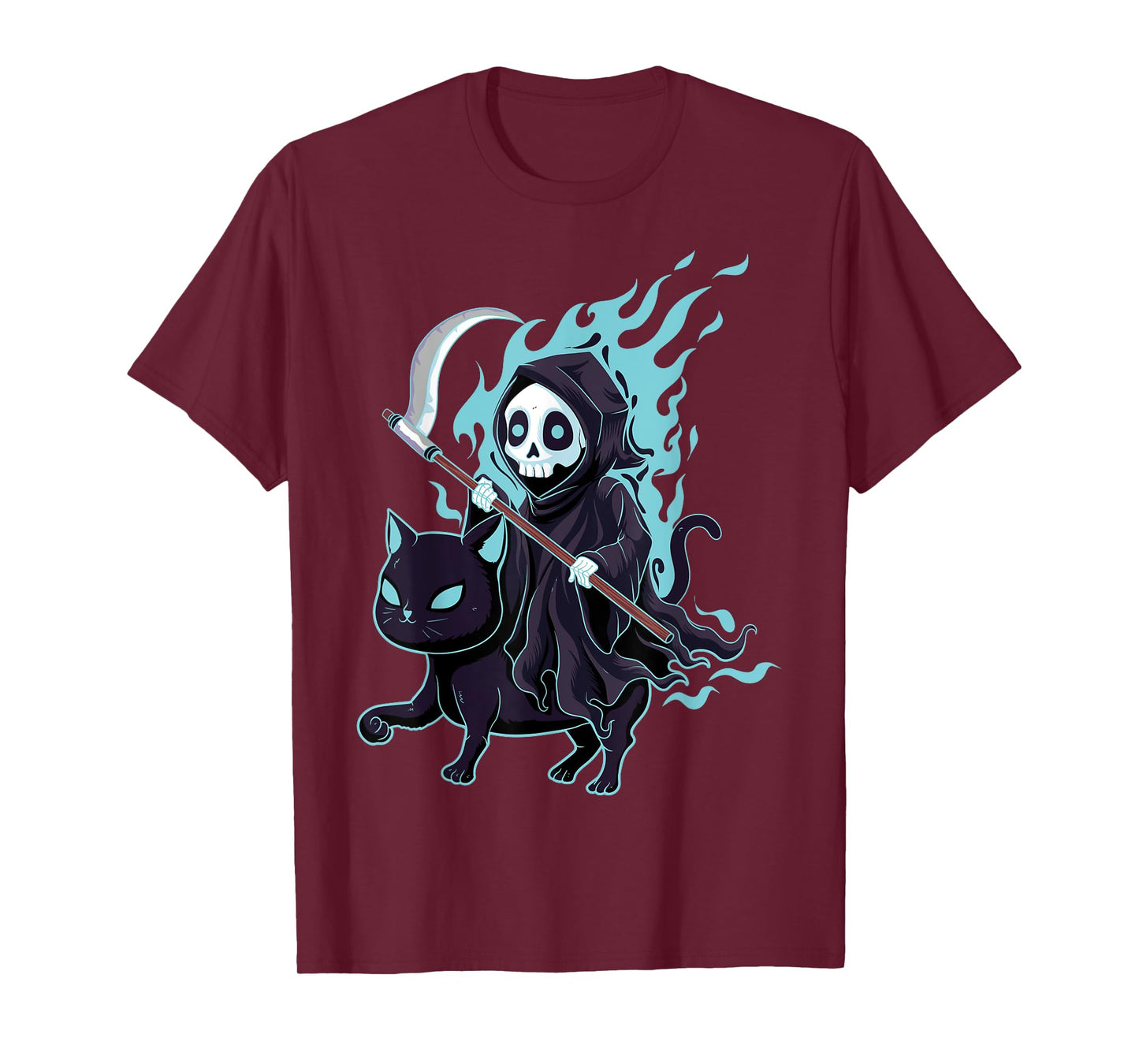 Grim Reaper Black Cat Demonic Evil Devil Occult Satanic T-Shirt