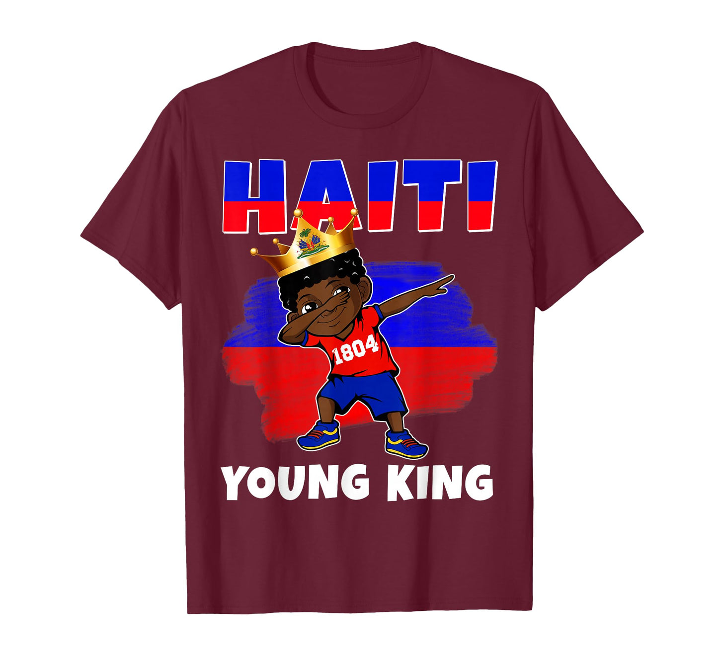 Haiti Young King Haiti Flag Melanin for Black Boys Kids T-Shirt