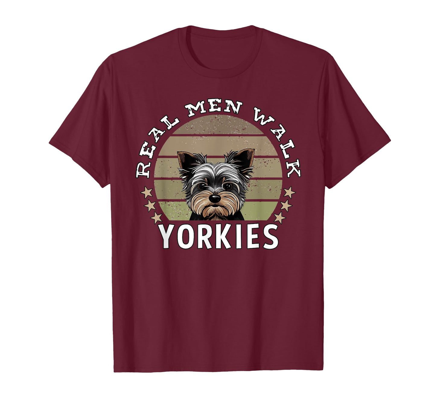 Mens Funny Yorkie Dad Real Men Walk Yorkies Yorkshire Terrier T-Shirt