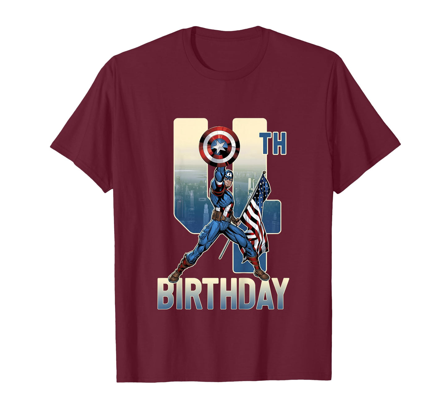 Kids Marvel Avengers Classic Captain America Epic 4th Birthday T-Shirt