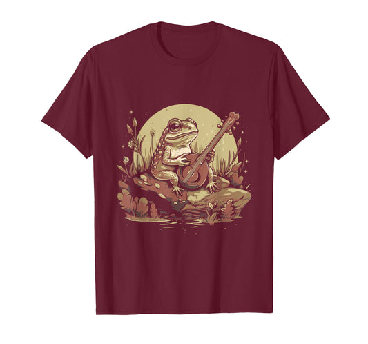Banjo Frog Cottagecore Aesthetic Vintage Nature Graphic T-Shirt