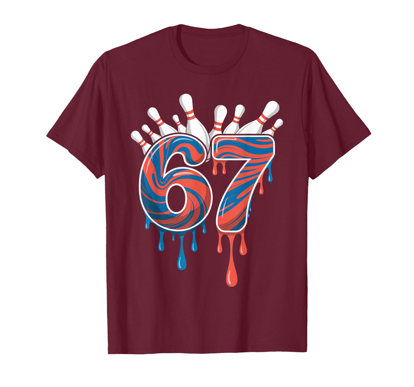 Bowling Ball 67 Six Seven Alpha Slang 6 7 Meme Kids Teacher T-Shirt