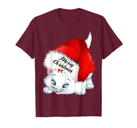 Christmas Gifts Cat Lover Bow Tie Kitten Merry Christmas Cat T-Shirt for Men Women Kids