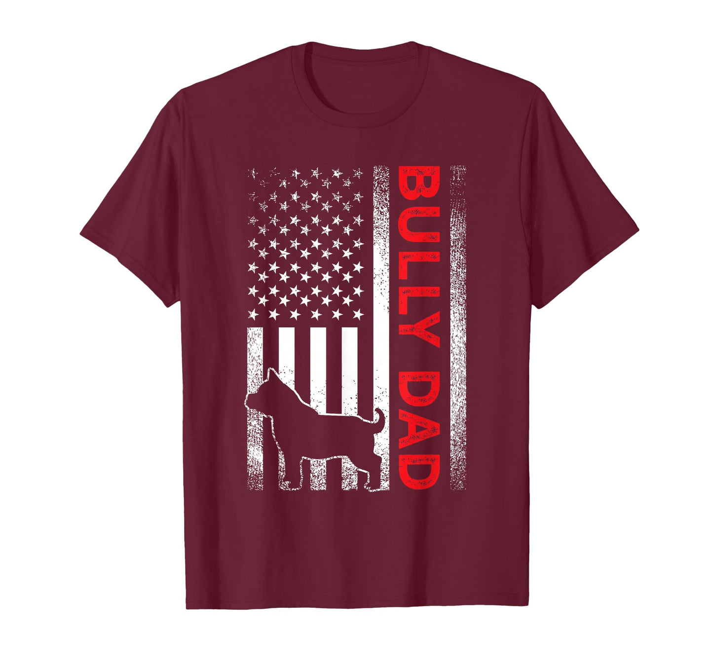 Bully or pitbull dog DAD vintage american flag papa gifts T-Shirt