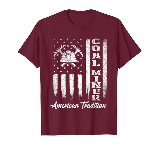 Coal Miner - USA Flag Patriotic Underground Mining Laborer T-Shirt