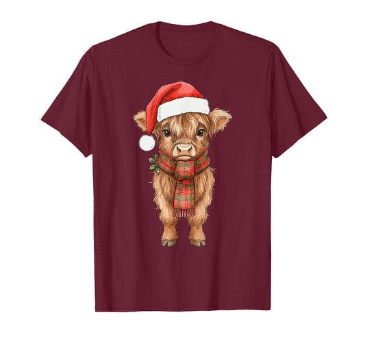 Cute Christmas Highland Cow T-Shirt