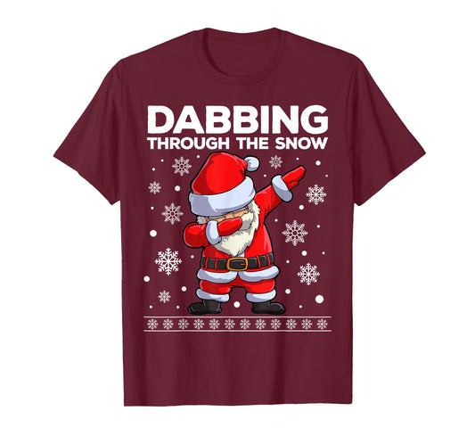 Christmas Santa Dabbing Through The Snow Xmas Boys Men Dab T-Shirt
