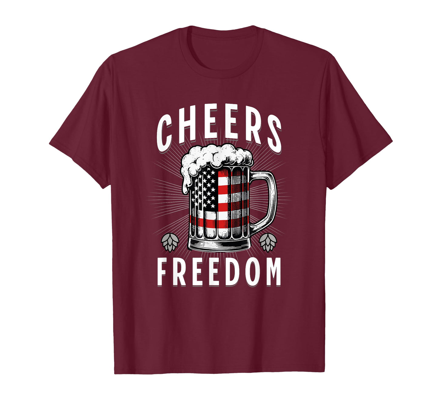 4th of July Beer Drinking American Flag Pride Merica USA T-Shirt for Women Men
