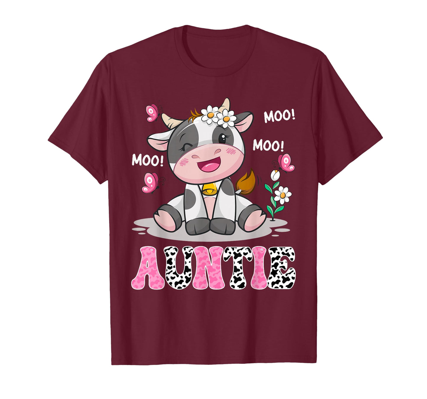Auntie Cute Cow Moo Moo Farmer Birthday Family Matching T-Shirt