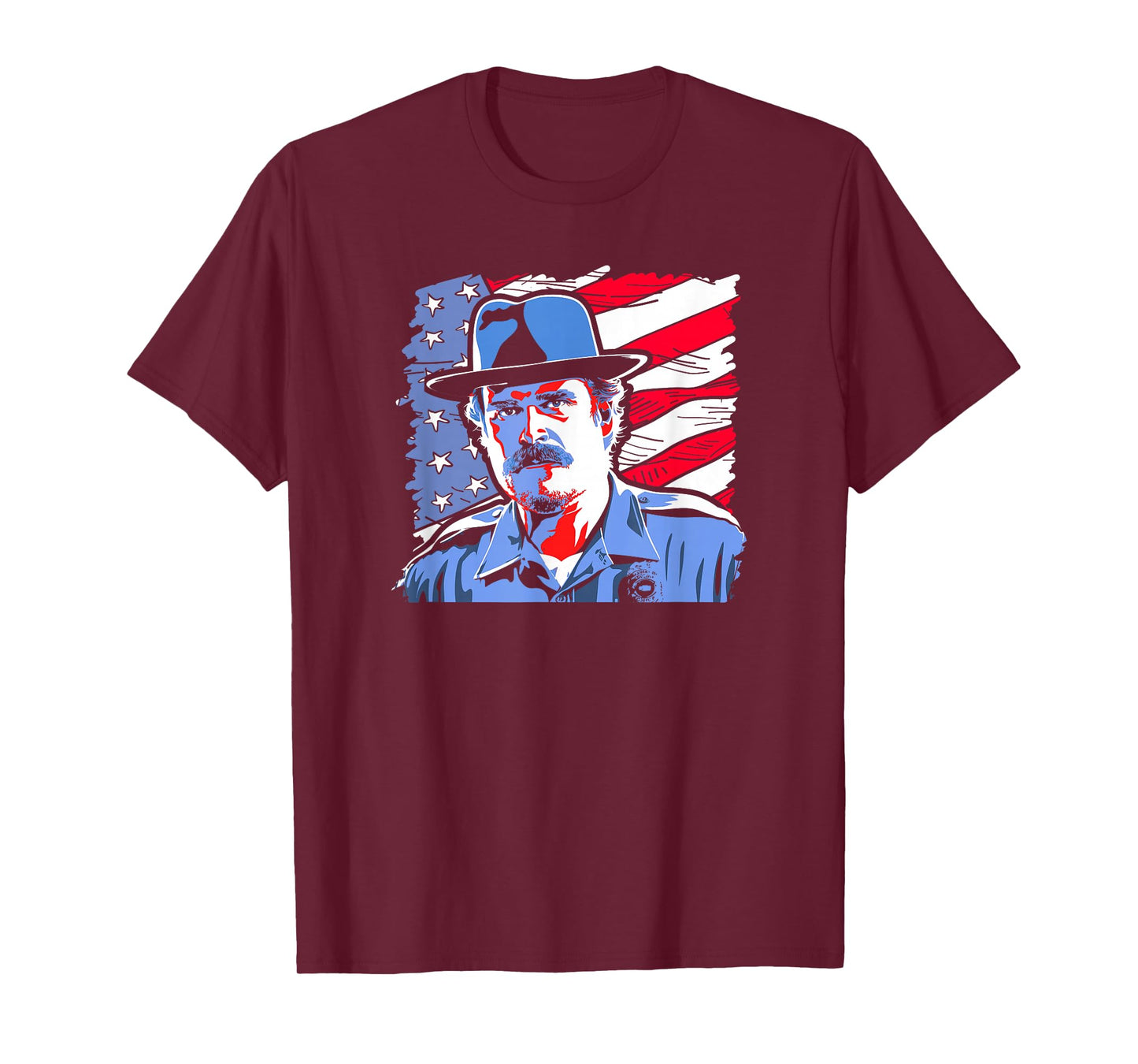 Stranger Things Jim Hopper Poster USA Flag Americana T-Shirt