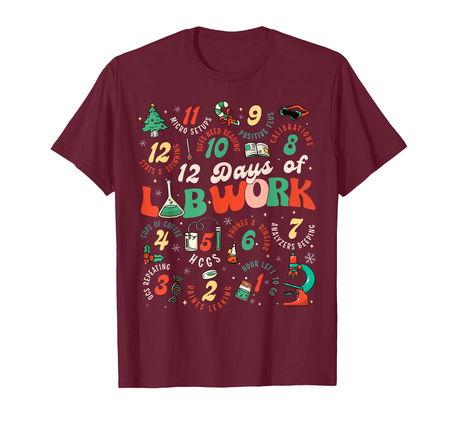 12 Days Of Lab Technician Christmas Funny Medical Laboratory T-Shirt