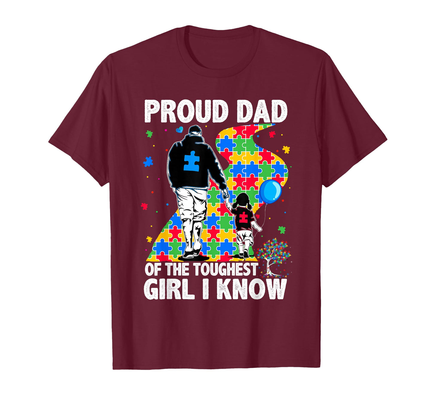 Proud Dad of The Toughest Girl Dad Men Kids Autism Awareness T-Shirt