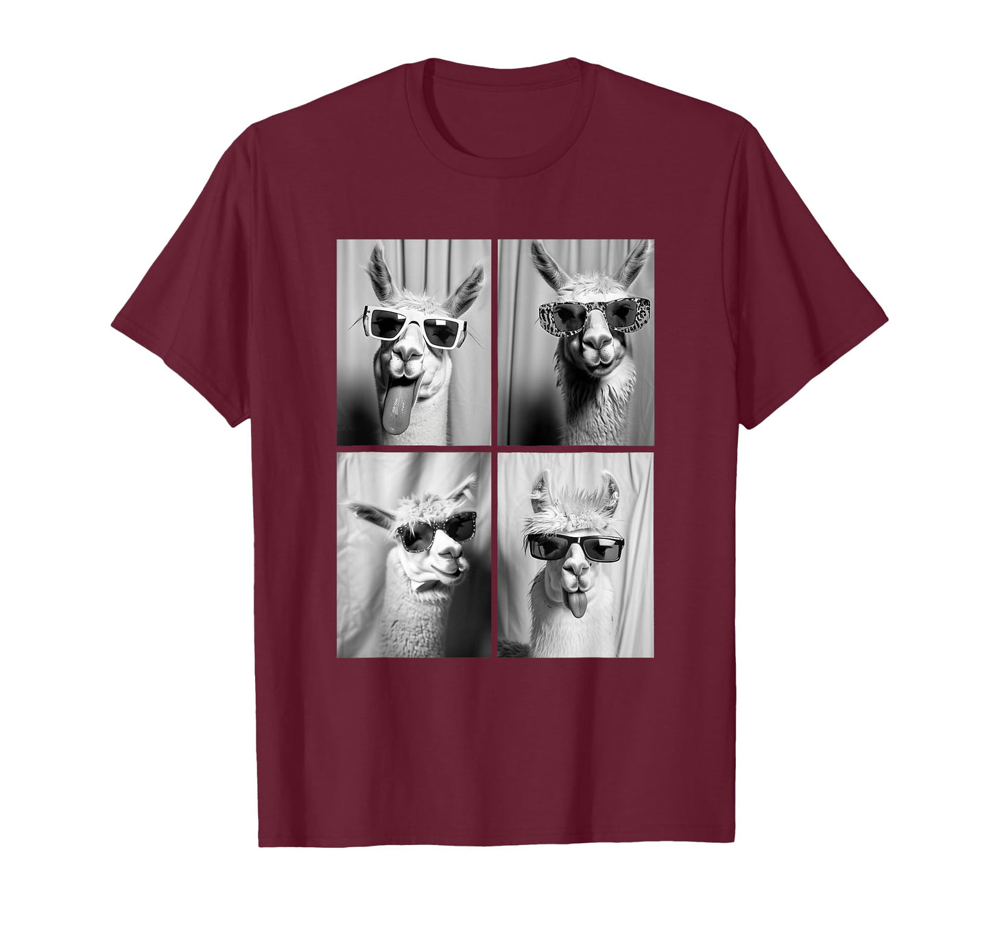 Funny Llamas with Sunglasses Cool Llama Animals Photo Booth T-Shirt