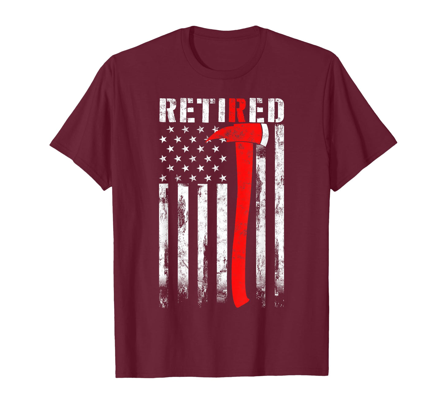 Retired Firefighter Thin Red line Axe American flag Fireman T-Shirt