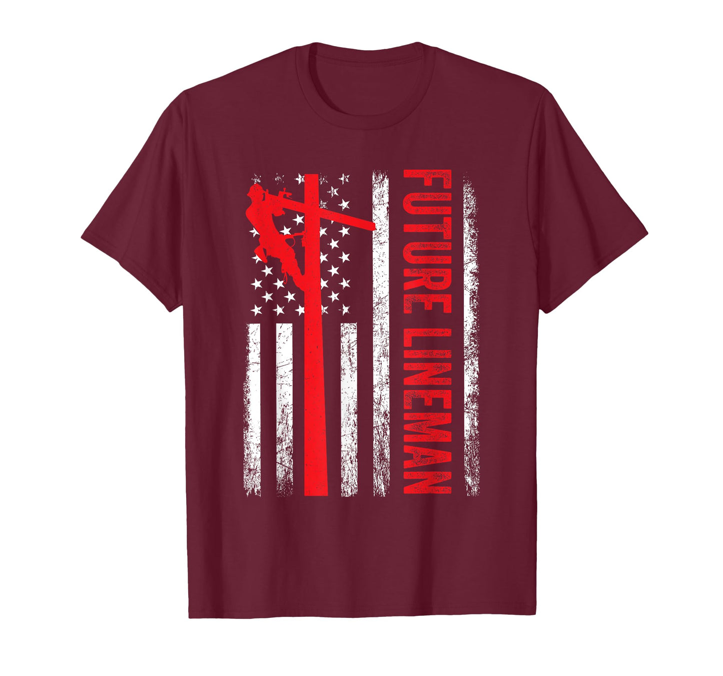 Vintage Future Lineman Electric Cable American Flag T-Shirt