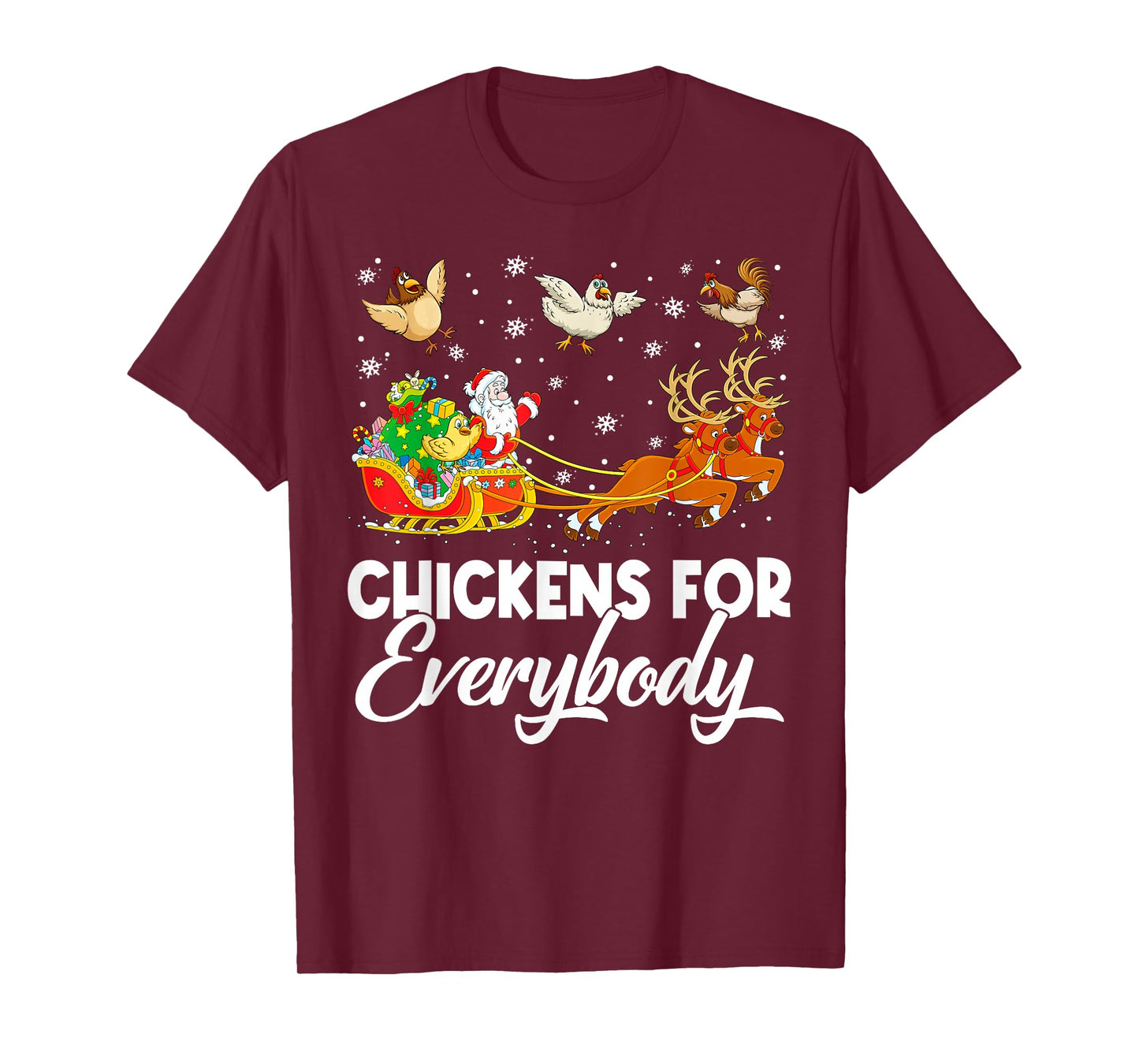 Chickens for Everybody Santa Sleigh Merry Christmas Pajamas T-Shirt