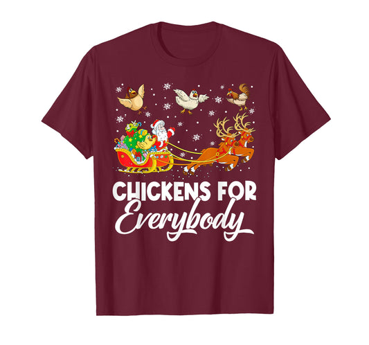 Chickens for Everybody Santa Sleigh Merry Christmas Pajamas T-Shirt
