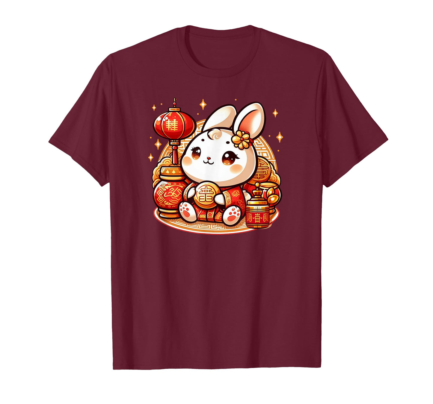 Cute Kawaii Rabbit Gold Red Chinese Lunar New Year Lucky T-Shirt