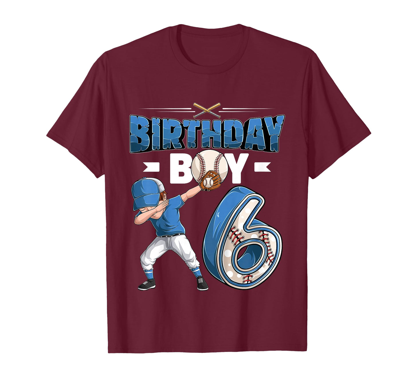 Kids Dabbing boy 6 Year Old Baseball Player 6th Birthday Party T-Shirt