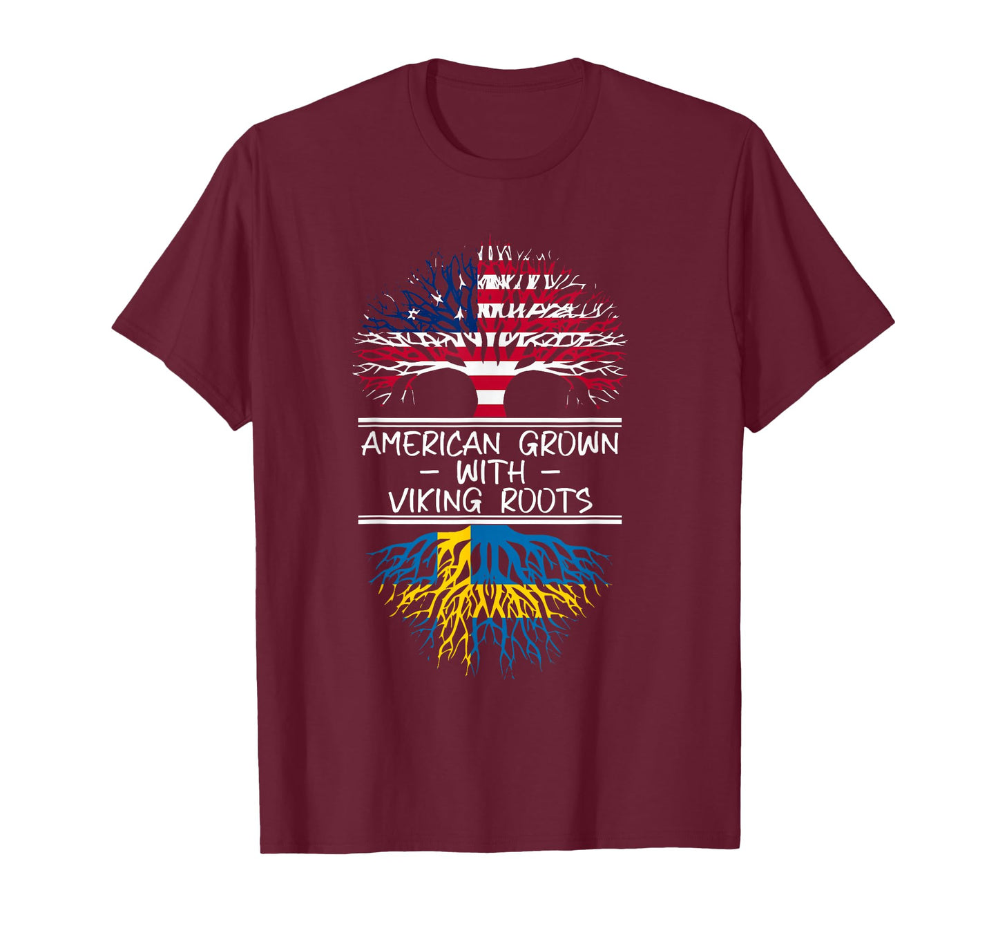 American Grown with Viking Roots Swedish flag T-Shirt