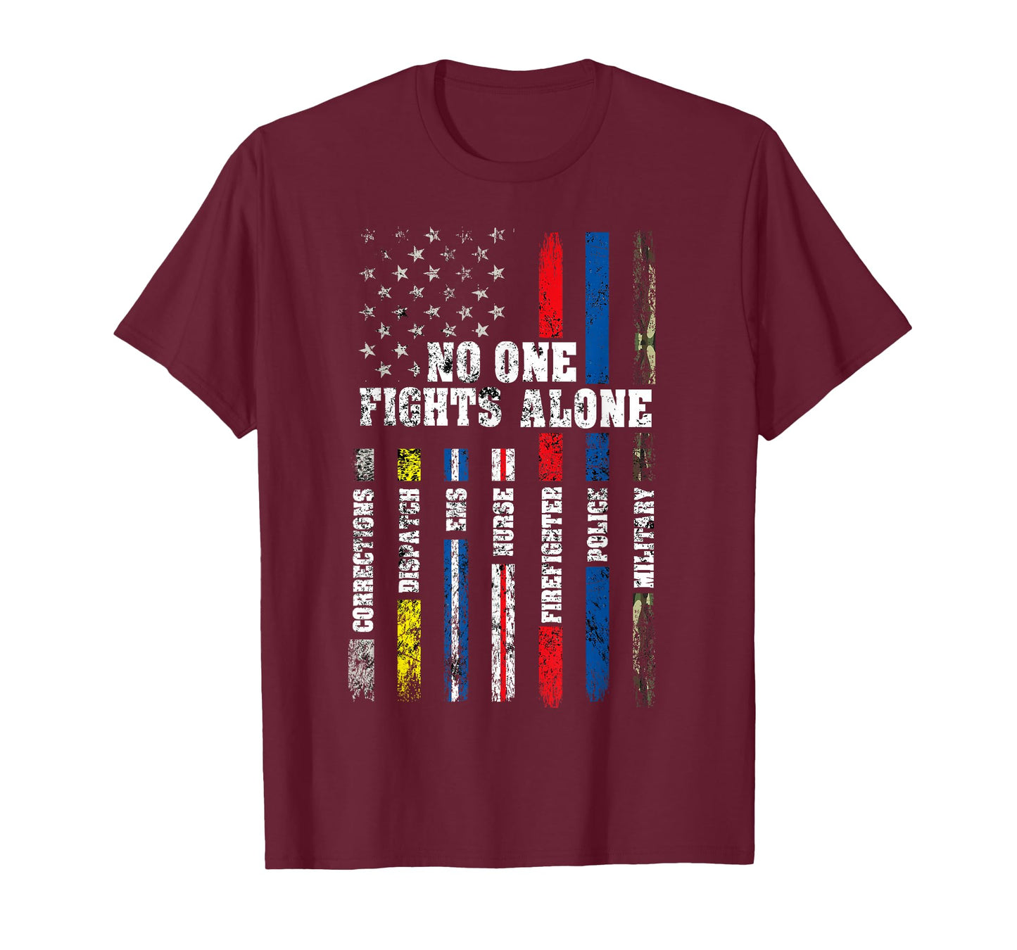AMERICAN Flag Thin Line Police Fire Military Nurse Responder T-Shirt