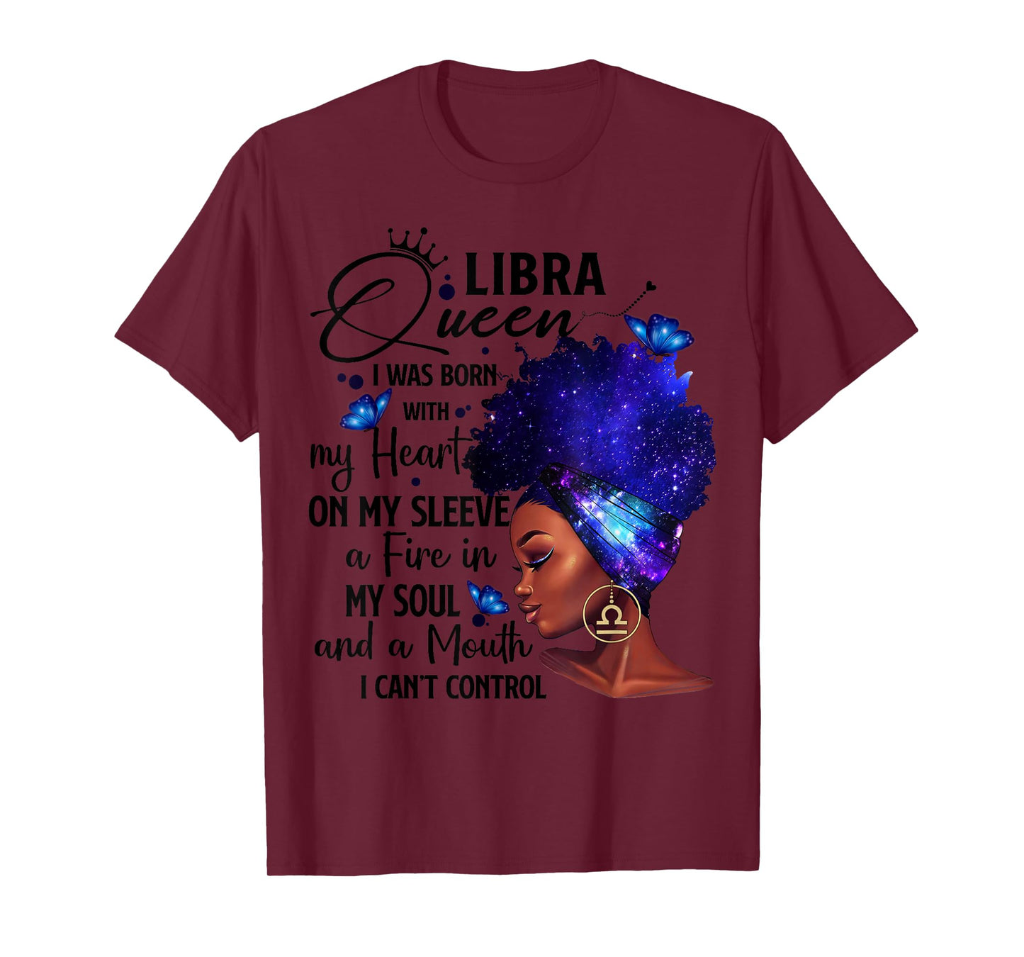 Libra Queen Afro Melanin Girl Birthday Gift for Black Women T-Shirt