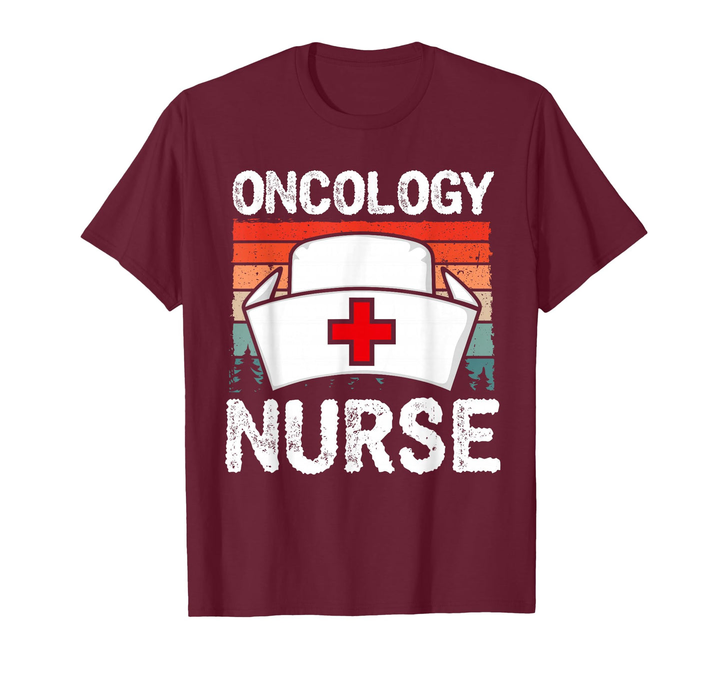Cute Oncology Nurse Vintage Sunset Medical Nursing Scrubs T-Shirt