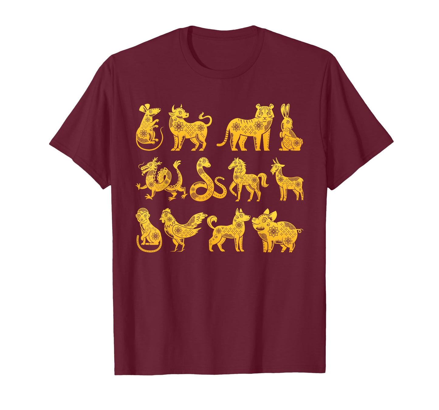 Happy Lunar New Year Animals 12 Chinese Zodiac Signs Order T-Shirt