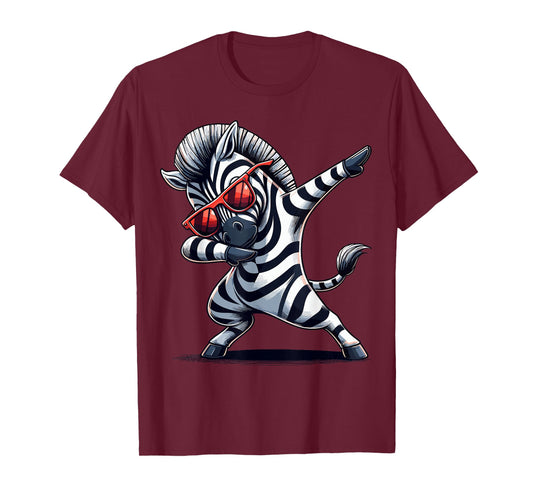Dabbing Zebra with Sunglasses Animal Funny Zebra T-Shirt