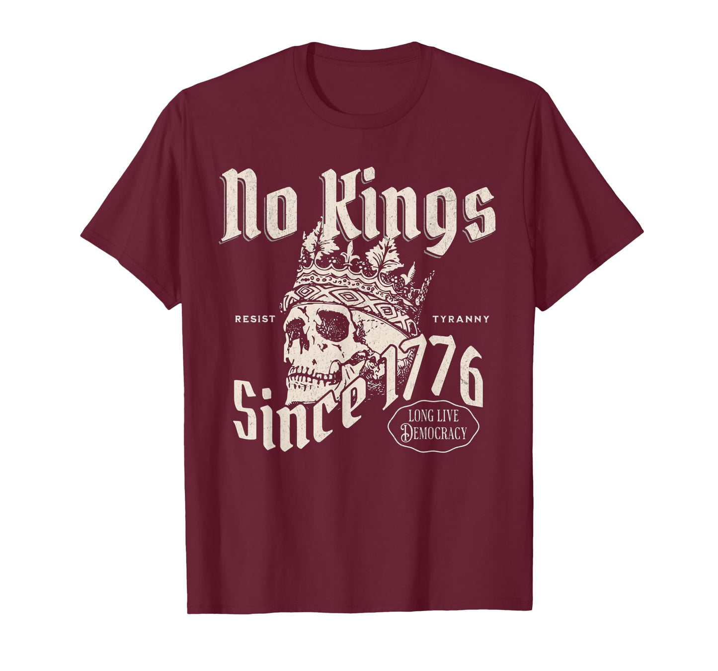 No Kings in America Since 1776 Patriotic 4th of July Skull T-Shirt