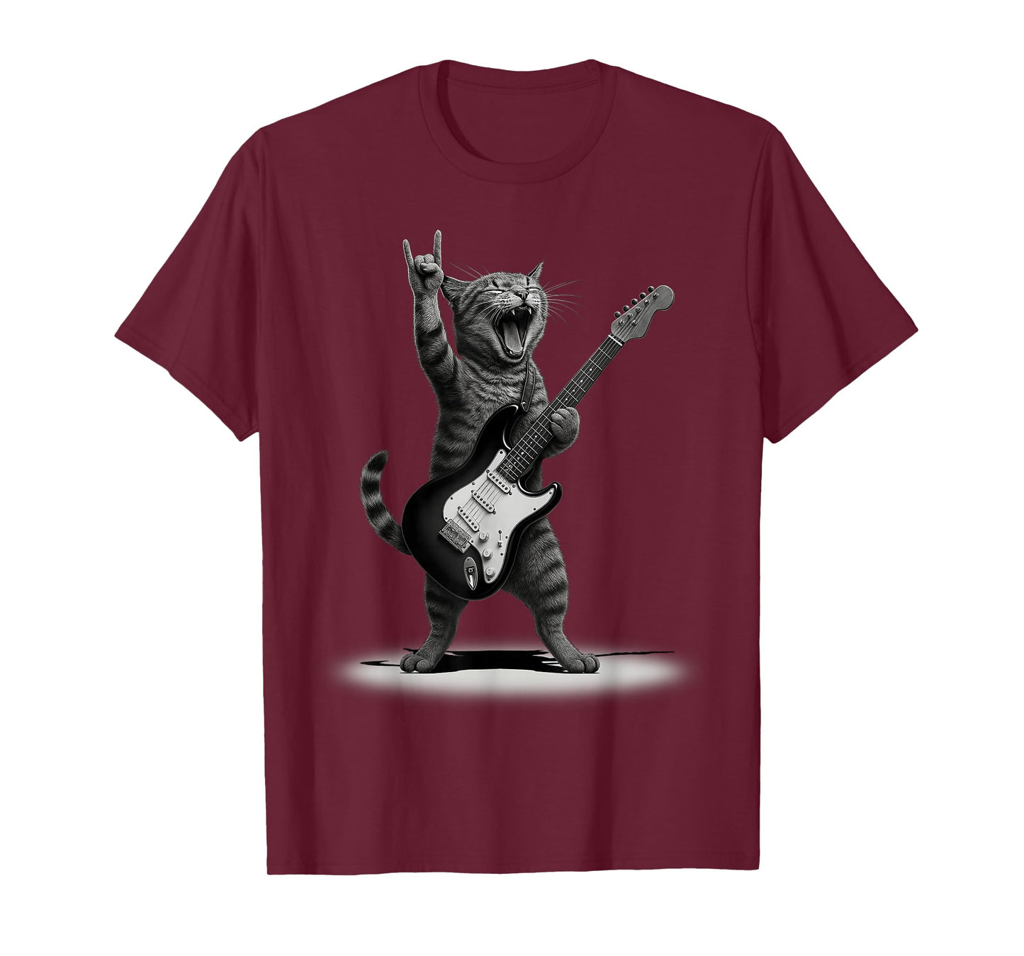 Cat Playing Guitar Rock Star Rock and Roll Men Women Kids T-Shirt