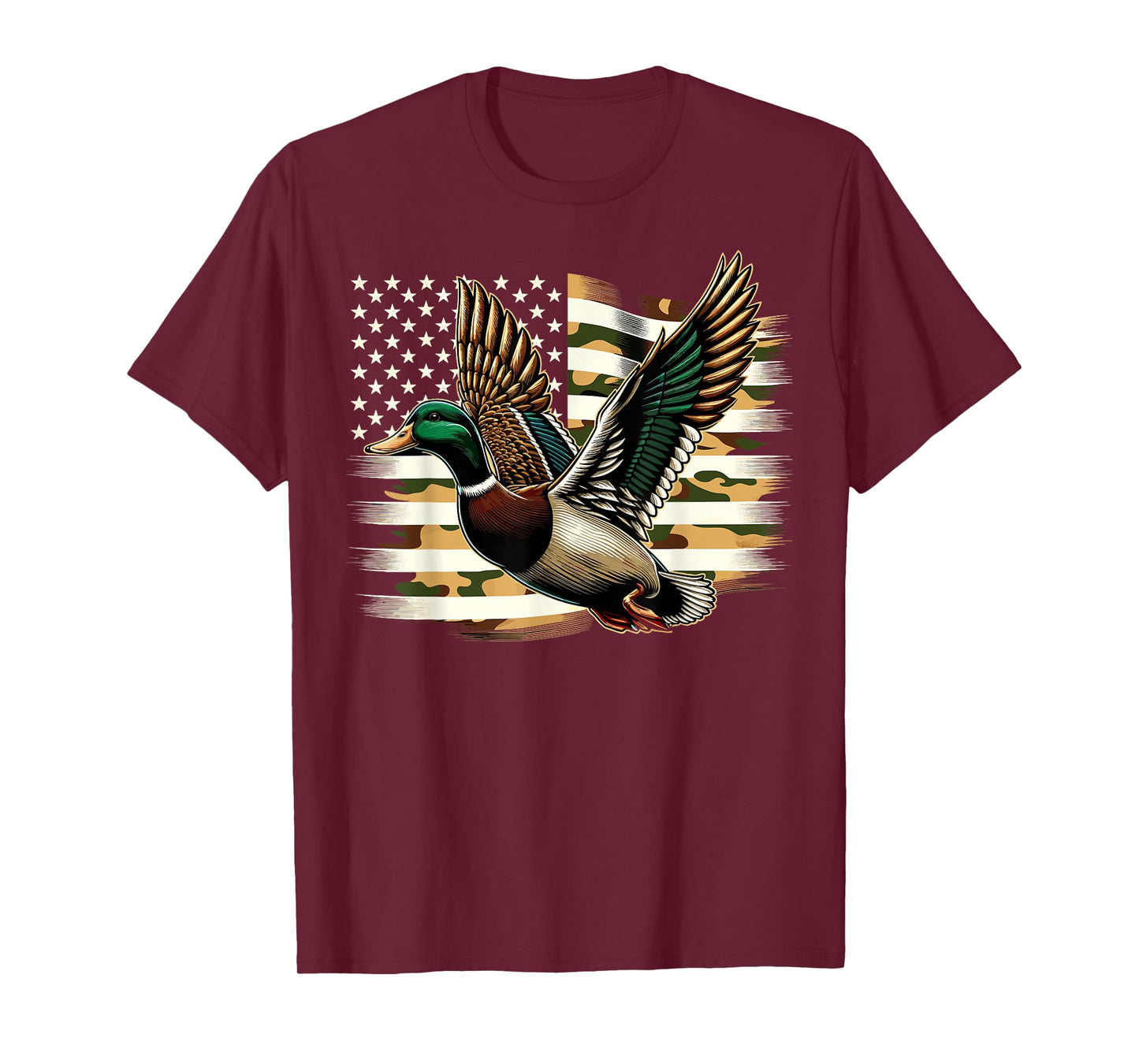 Duck Hunter Camouflage American Flag Hunting T-Shirt