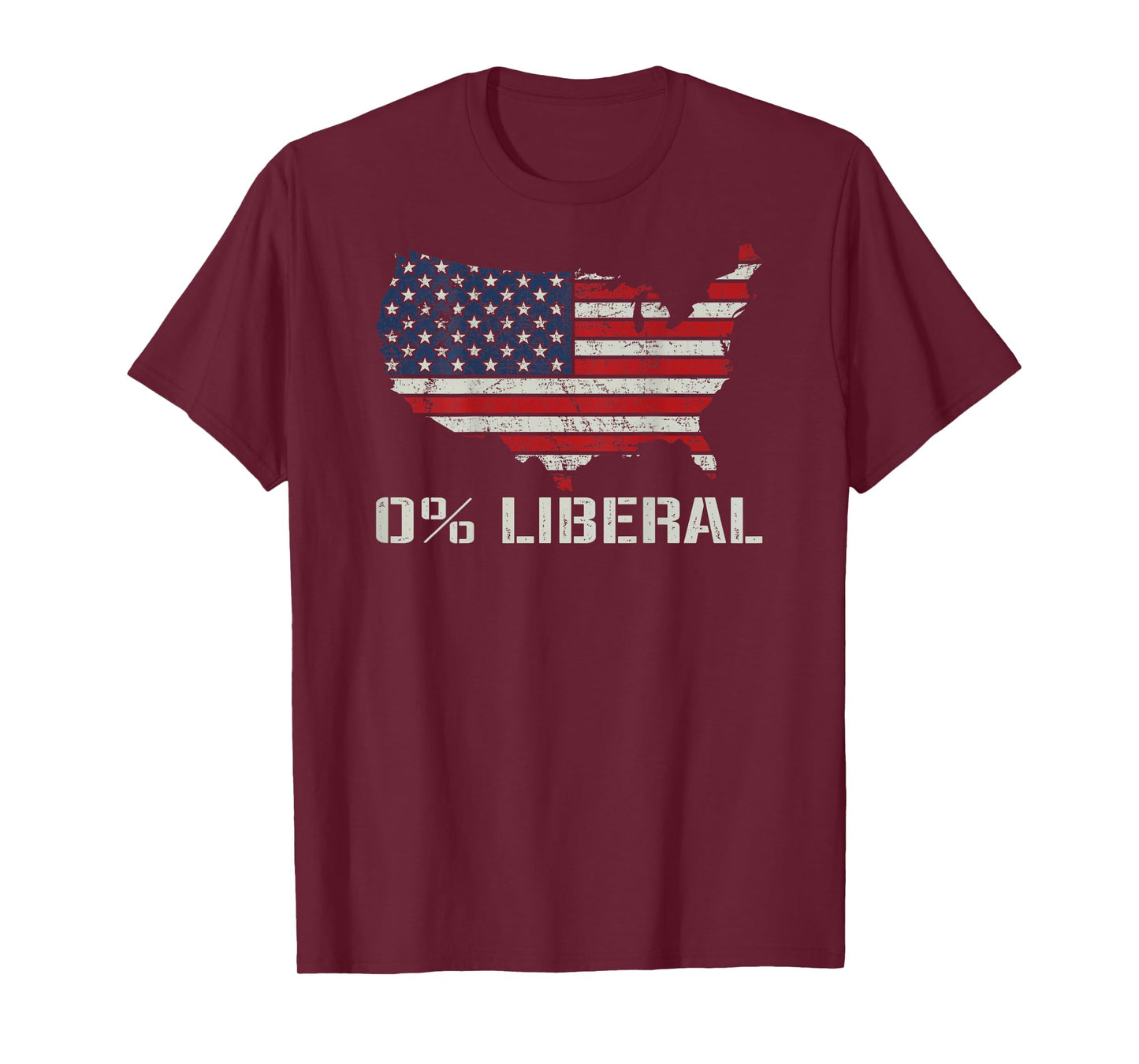 American Flag 0% Liberal - Funny Republican USA Flag (Back) T-Shirt