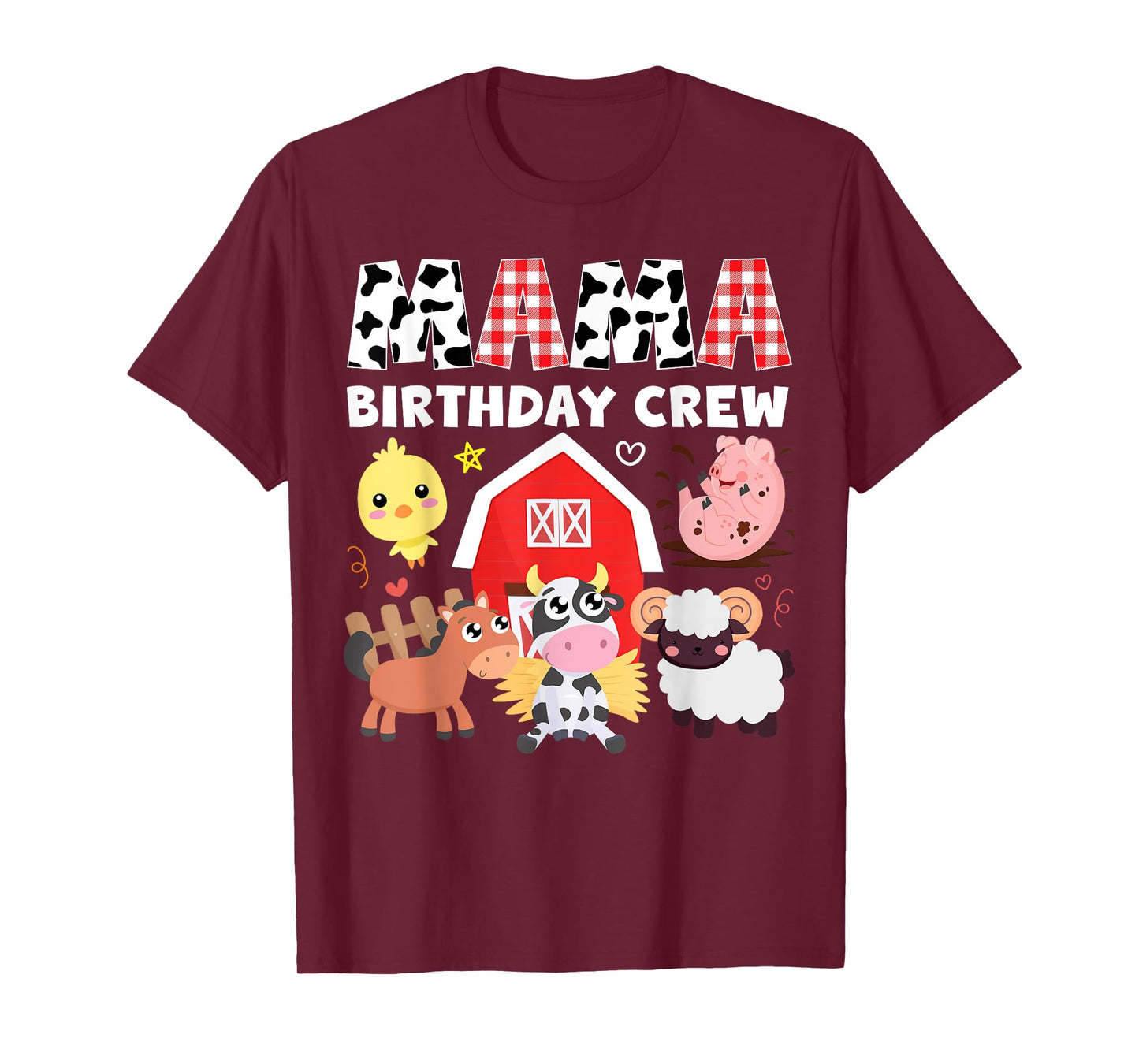 Cow Mama Birthday Crew Farm Theme Animals Birthday Party T-Shirt