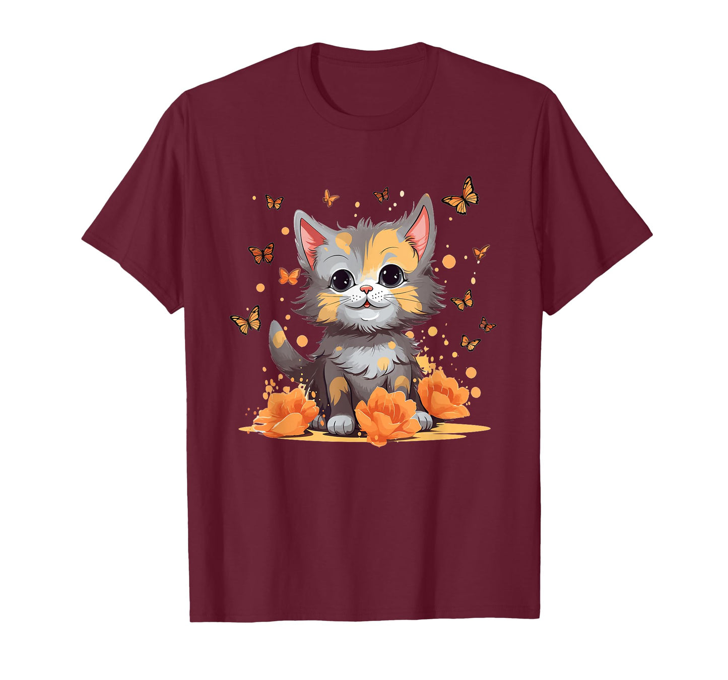 Cute Cat With Flowers I Kids Cat T-Shirt