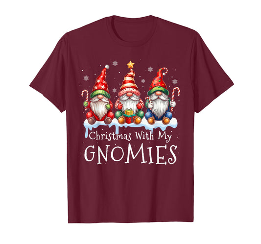Christmas with My Gnomies Buffalo Plaid Gnome Family Women T-Shirt