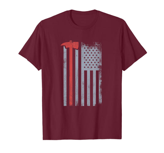 Thin Red Line Redline Gift American Flag Red Axe Firefighter T-Shirt