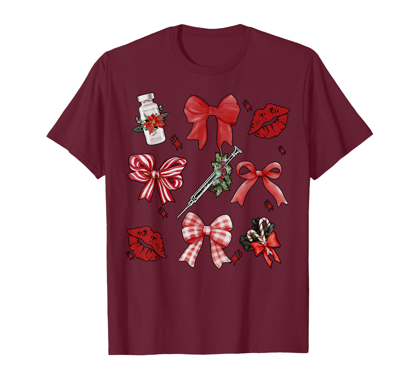 Christmas Aesthetic Nurse Injector Coquette Bow Botox Dealer T-Shirt