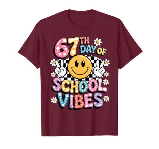 67 Days of School Meme 100th Day of School Vibes Smile Face T-Shirt