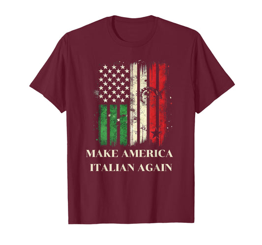 Vintage Make America Italian Again - USA Flag & Italy Flag Women Men T-Shirt