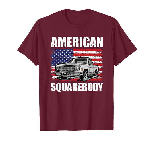 American Squarebody Classic Pick Up Truck Men USA Flag T-Shirt