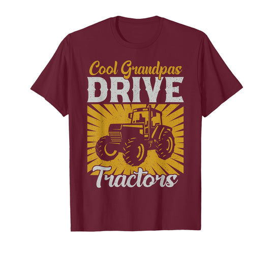 Cool Grandpas Drive Tractors Retro Cool Grandpas Farmer Farm T-Shirt
