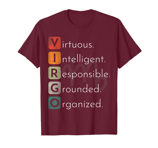 Vintage Virgo Zodiac Sign Men Women Kid Virgo Birthday Retro T-Shirt