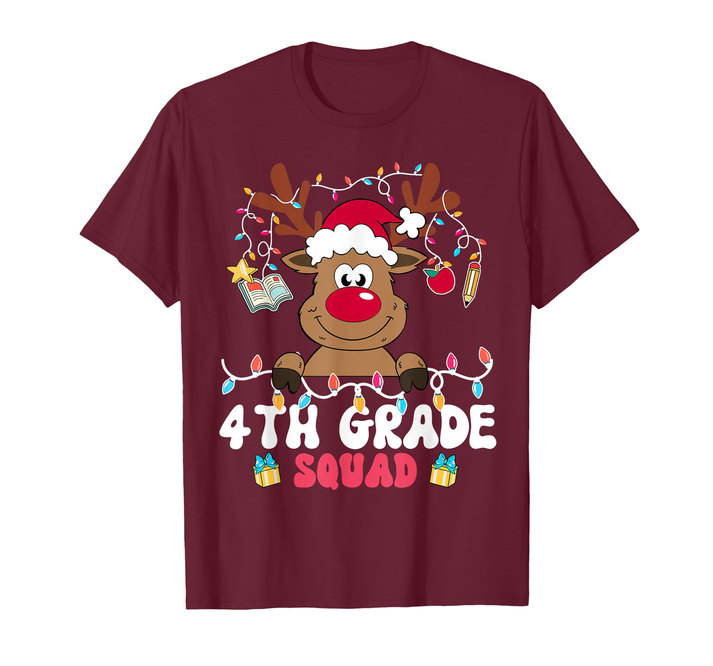 4th Grade Squad Reindeer Christmas Fourth Grade Teacher Xmas T-Shirt
