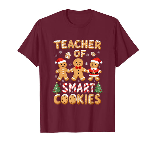 Christmas Teacher of Smart Cookies Gingerbread Man Teaching T-Shirt