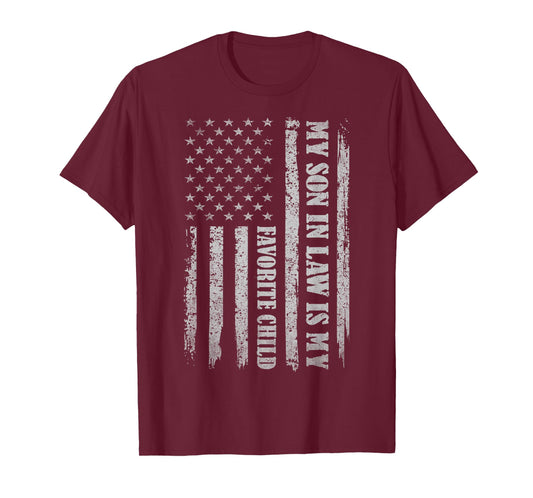 My Son in Law is My Favorite Child Fathers Day USA Flag T-Shirt