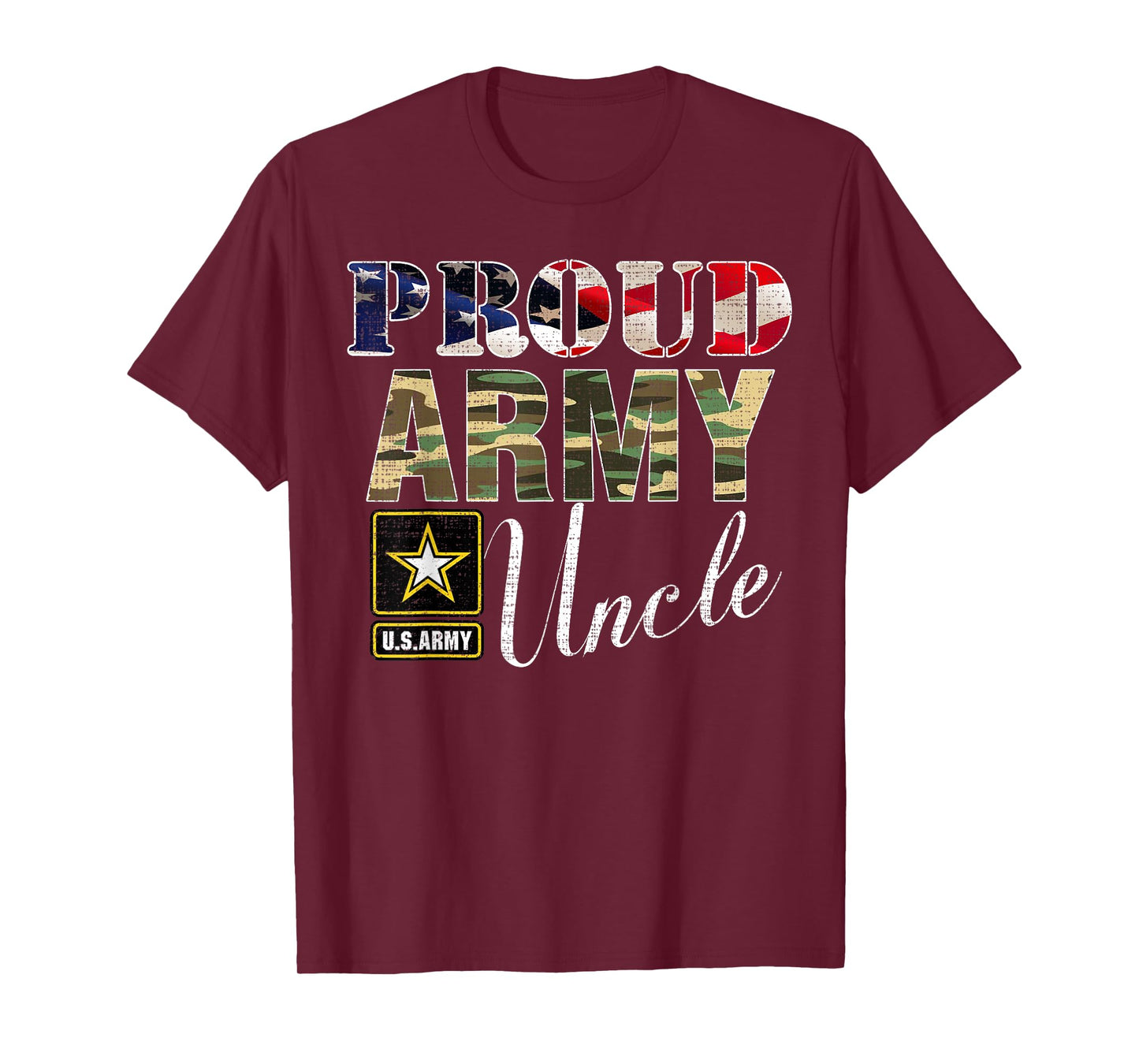 Proud Army Uncle With American Flag Gift For Veteran Day T-Shirt